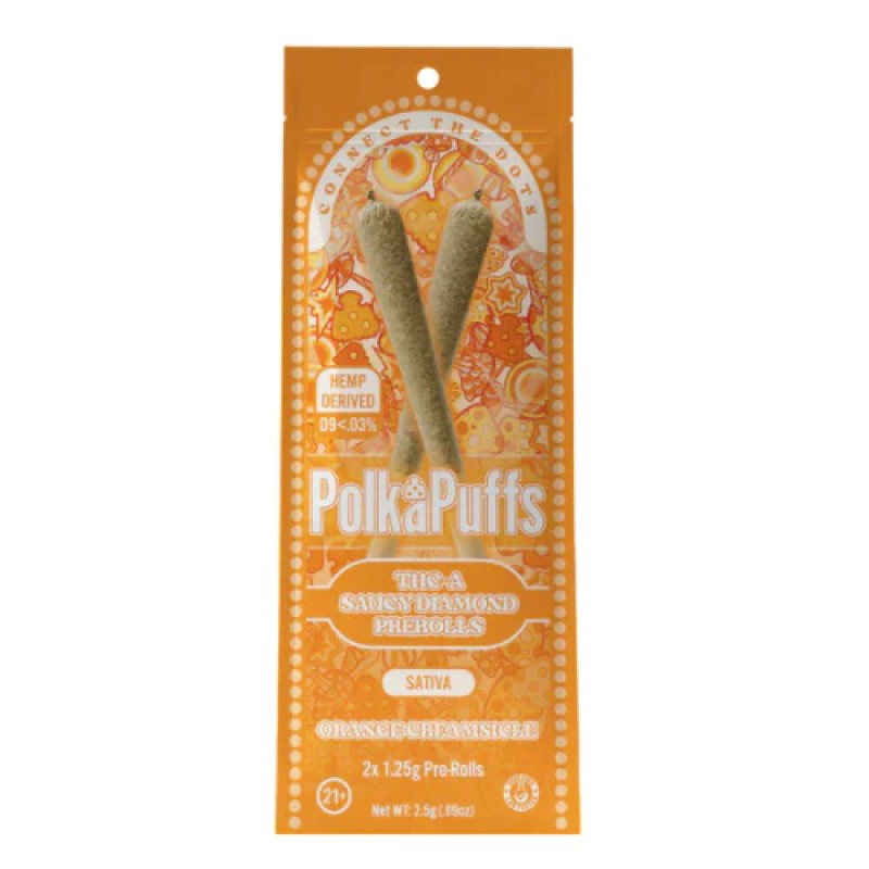 POLKA PUFFS THC-A DIAMOND PREROLLS 2X1.25G- ORANGE CREAMSICLE (S)
