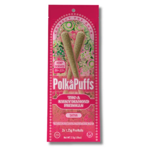 POLKA PUFFS THC-A DIAMOND PREROLLS 2X1.25G- WATERMELON AGUA FRESCO (S)