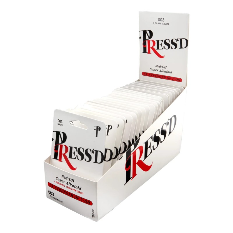 PRESS'D 7-OH SUPER ALKALOID 5X RED-OH 18MG RED KRATOM 3PK 25CT/BOX