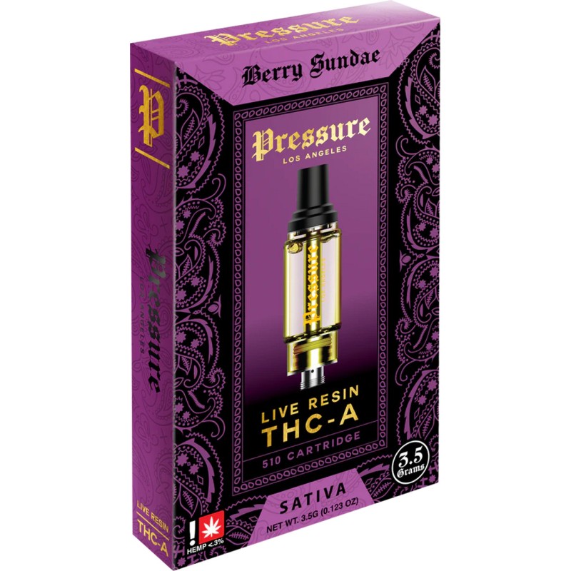 PRESSURE THCA LIVE RESIN 3.5G CARTS- BERRY SUNDAE (S)