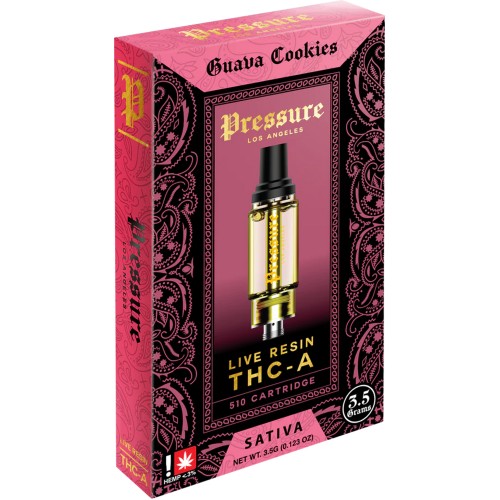 PRESSURE THCA LIVE RESIN 3.5G CARTS- GUAVA COOKIES (S)