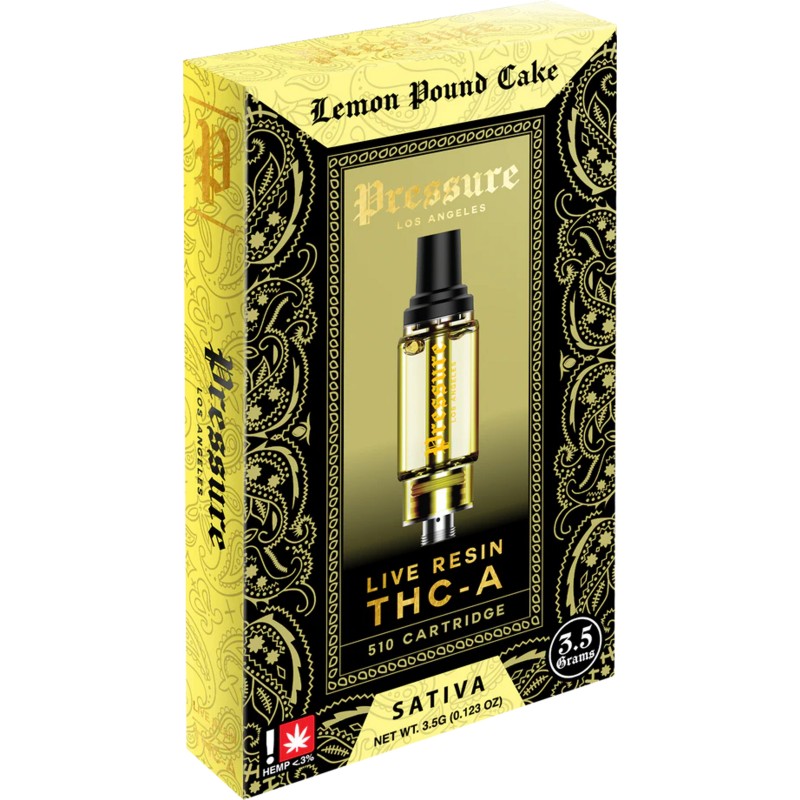 PRESSURE THCA LIVE RESIN 3.5G CARTS- LEMON POUND CAKE (S)