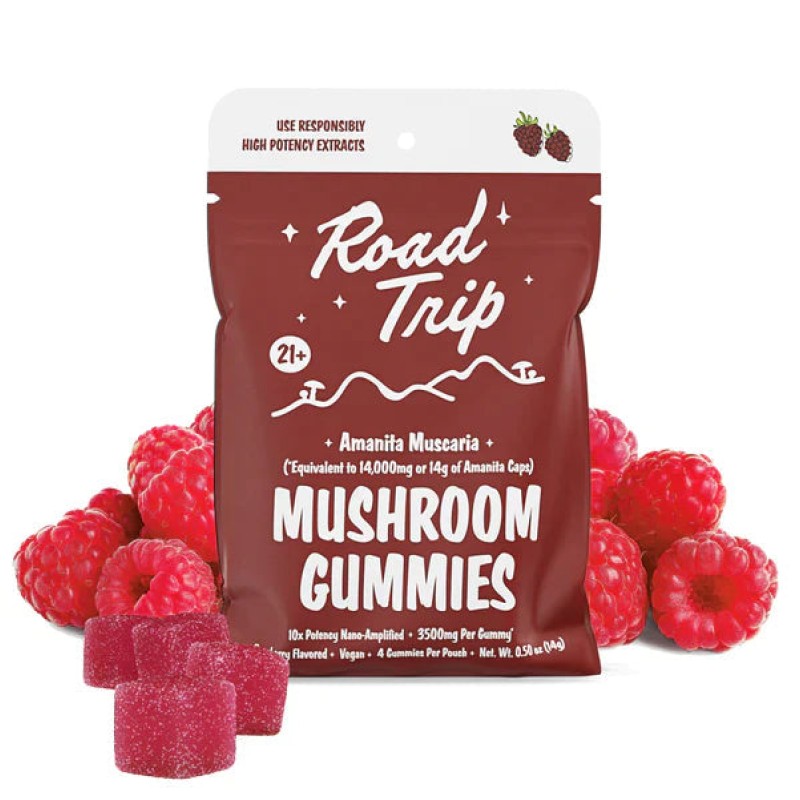 ROAD TRIP AMANITA MUSCARIA BLEND MUSHROOM GUMMIES 8PCS- RASPBERRY