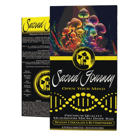 SACRED JOURNEY MUSHROOM CHOCOLATE BAR- BELGIAN CHOCOLATE & BUTTERFINGERS
