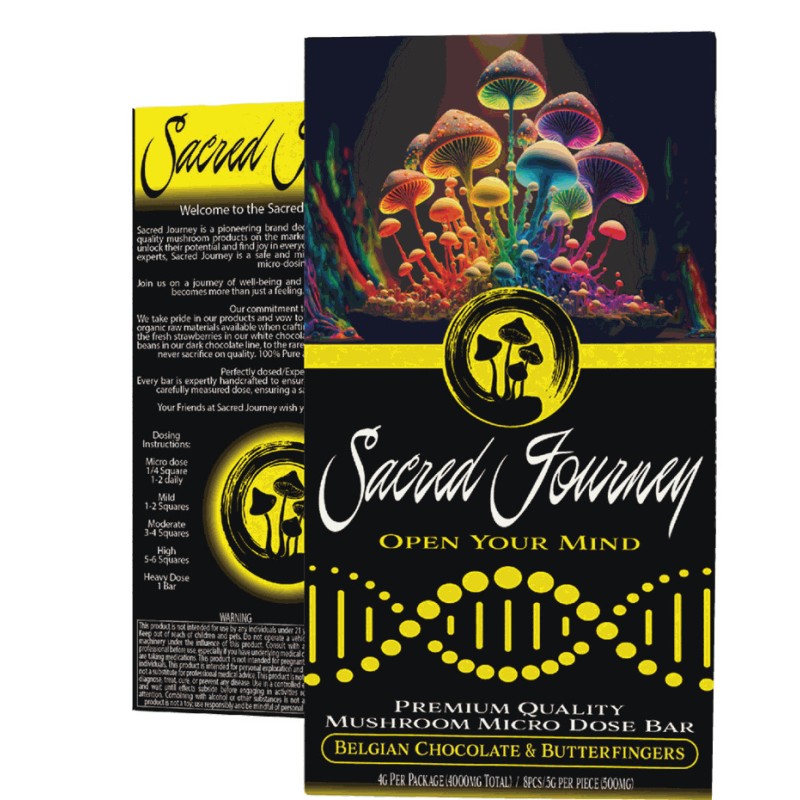 SACRED JOURNEY MUSHROOM CHOCOLATE BAR- BELGIAN CHOCOLATE & BUTTERFINGERS