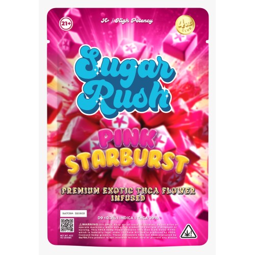 SUGAR RUSH 3.5G BAGS 32CT 4OZ CLUB- PINK STARBURST