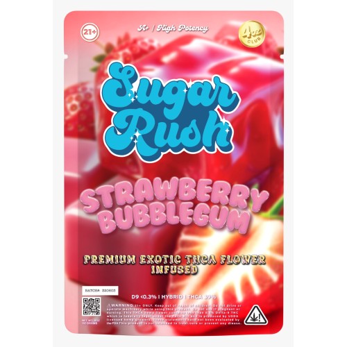 SUGAR RUSH 3.5G BAGS 32CT 4OZ CLUB- STRAWBERRY BUBBLEGUM