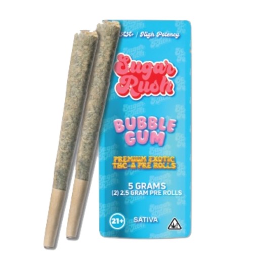SUGAR RUSH 5G PREROLLS 2PC/10PK- BUBBLE GUM (S)