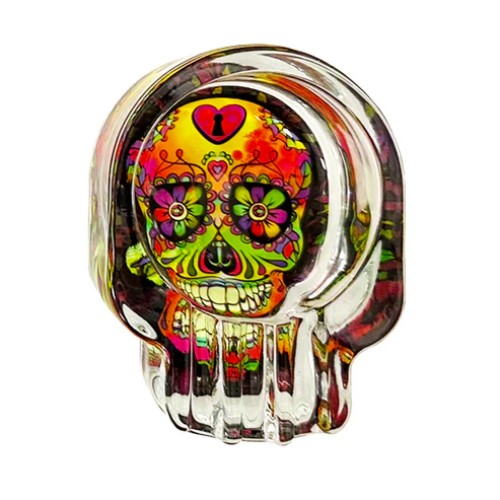Smokezilla Sugar Skull Glass Ashtray Display #020120