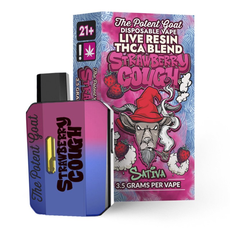 THE POTENT GOAT DELTA 8/THCA DISPOSEABLE CART STRAWBERRY COUGH SATIVA