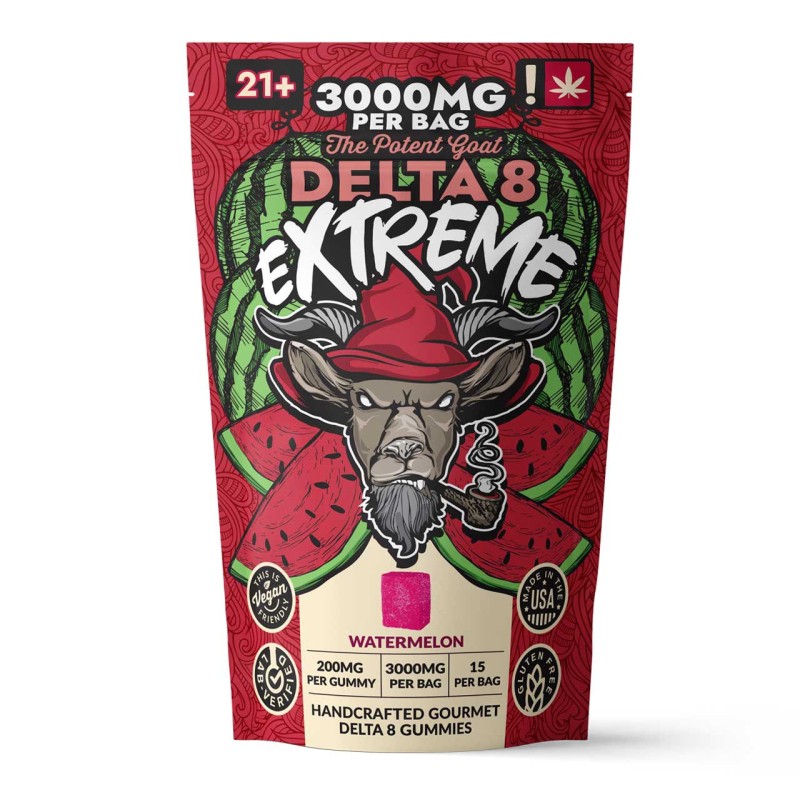 THE POTENT GOAT GUMMIES EXTREME DELTA 8 3000MG/BAG WATERMELON