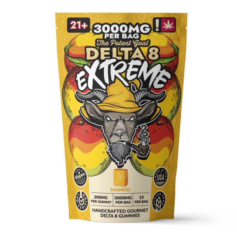 THE POTENT GOAT GUMMIES EXTREME DELTA 8 3000MG/BAG MANGO