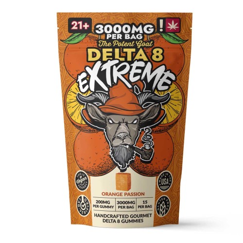 THE POTENT GOAT GUMMIES EXTREME DELTA 8 ORANGE PASSION 3000MG/BAG
