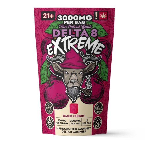 THE POTENT GOAT GUMMIES EXTREME DELTA 8 3000MG/BAG BLACK CHERRY