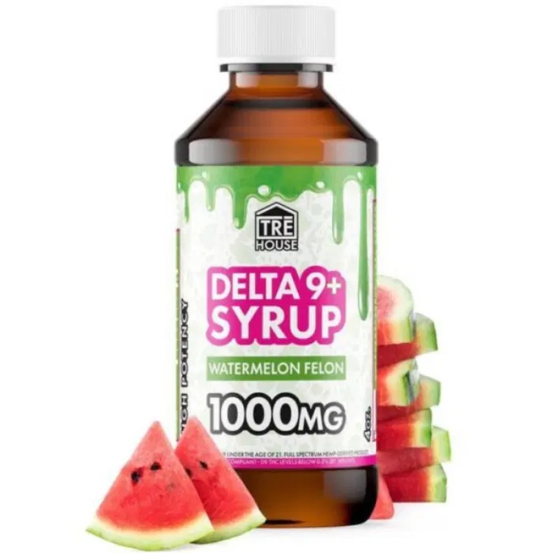 TREHOUSE CANNABIS SYRUP DELTA 9 HIGH POTENCY 1000MG- WATERMELON FELON