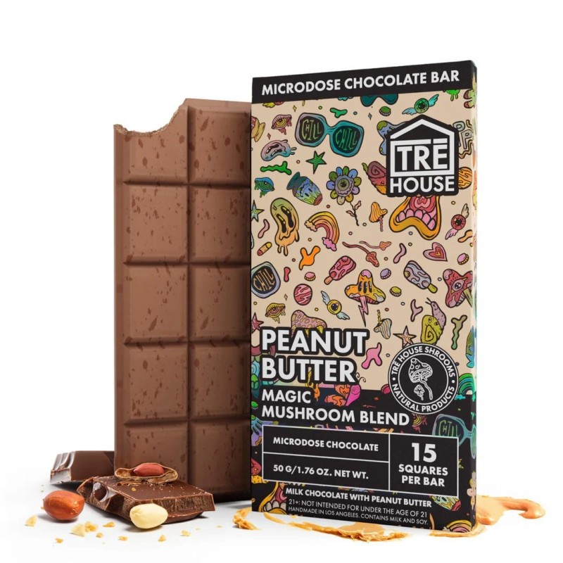 TREHOUSE MAGIC MUSHROOM CHOCOLATE BAR 12X10 120PC- PEANUT BUTTER