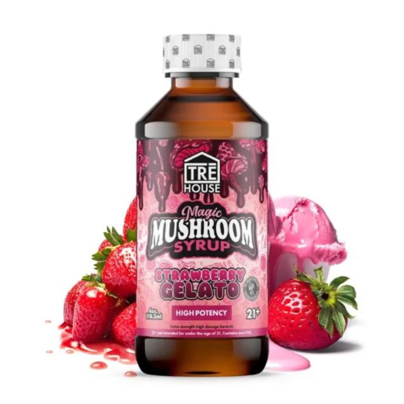 TREHOUSE MAGIC MUSHROOM SYRUP 4OZ 6PC- STRAWBERRY GELATO