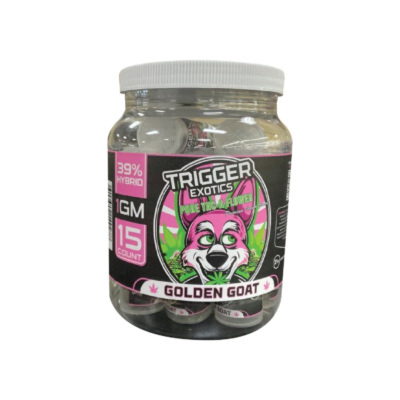 TRIGGER EXOTICS PURE THCA FLOWER JAR- GOLDEN GOAT (H)