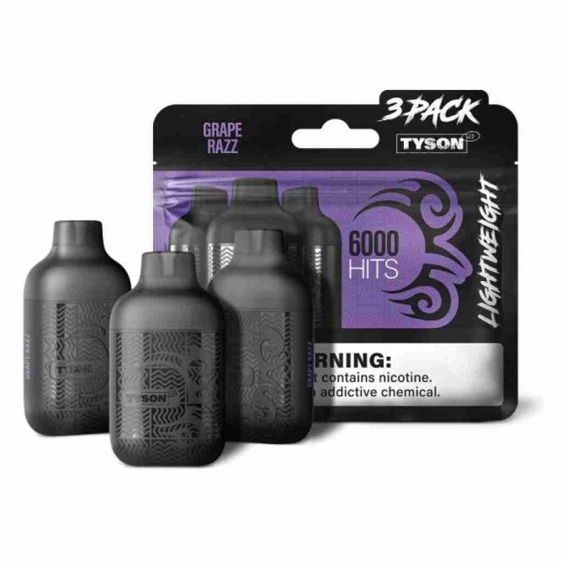 TYSON 2.0 LIGHTWEIGHT 3PACK 6000 HITS- GRAPE RAZZ