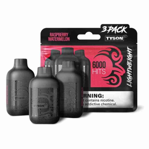 TYSON 2.0 LIGHTWEIGHT 3PACK 6000 HITS- RASPBERRY WATERMELON