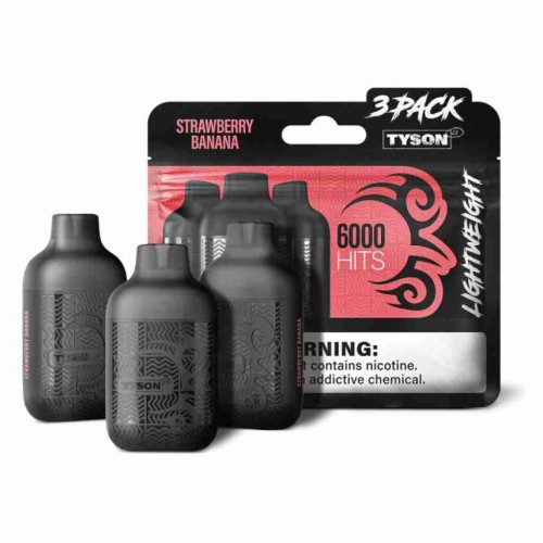 TYSON 2.0 LIGHTWEIGHT 3PACK 6000 HITS-STRAWBERRY BANANA