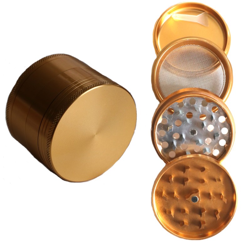 UBER 4.0 GRINDER 4PC 2.5" 63MM CNC W/WINDOW- GOLD