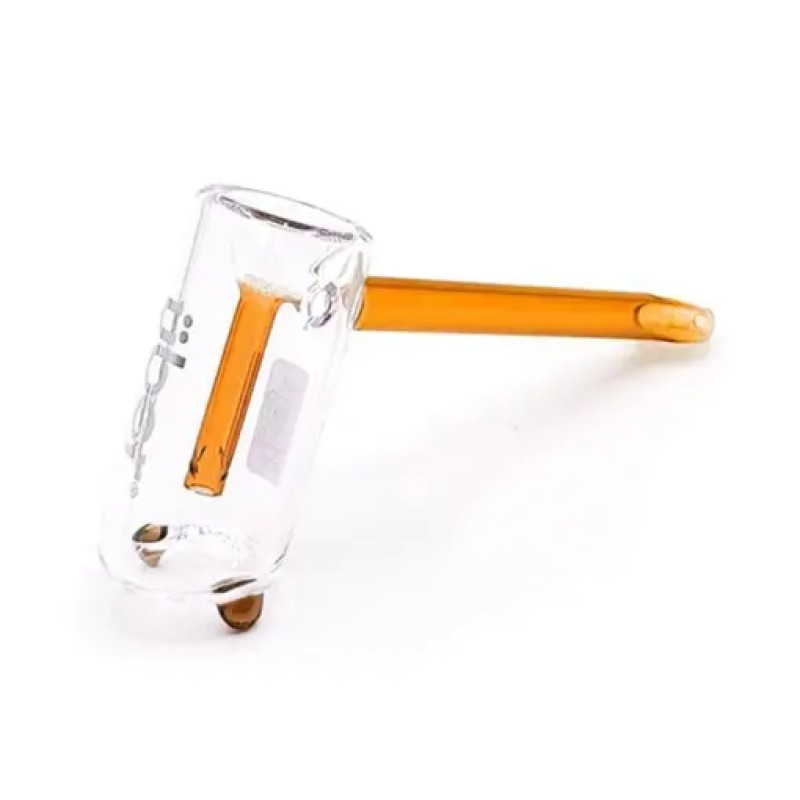 UBER GLASS 6" HAMMER BUBBLER W/ FLAT MOUTHPIECE - ASST COLORS