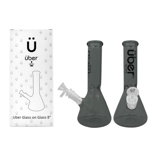 UBER GOG 8" (38X4MM) WATERPIPE- TRANSPARENT BLACK