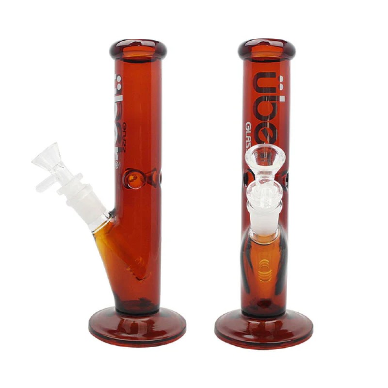 UBER GOG 9" 5MM STRAIGHT ICE PINCH WATERPIPE- CLEAR AMBER