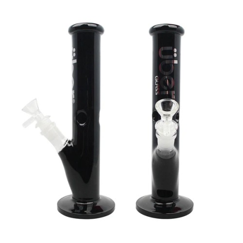 UBER GOG 9" 5MM STRAIGHT ICE PINCH WATERPIPE- SOLID BLACK