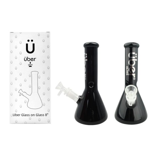 UBER GOG 8" BEAKER WATERPIPE- SOLID BLACK