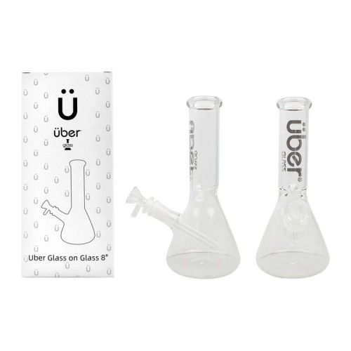 UBER GOG 8" BEAKER WATERPIPE- SOLID WHITE