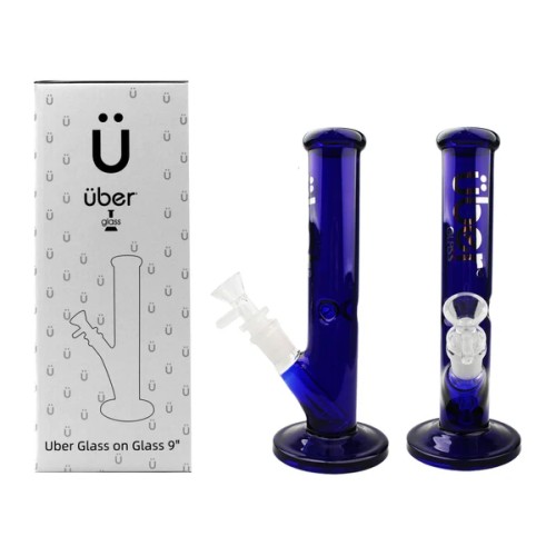 UBER GOG 9" 5MM STRAIGHT ICE PINCH WATERPIPE- TURQUOISE