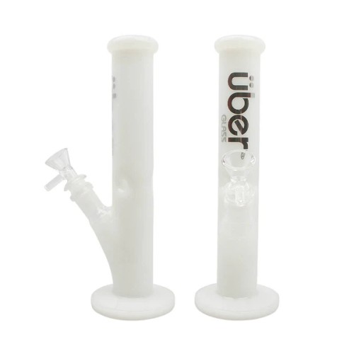 UBER GOG 9" 5MM STRAIGHT ICE PINCH WATERPIPE- WHITE