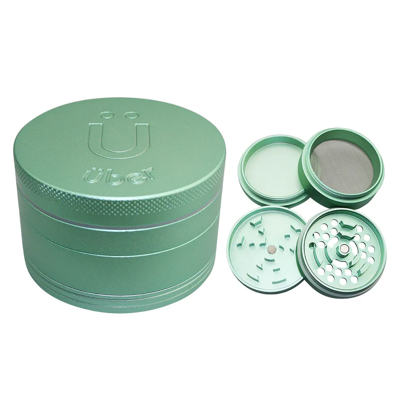 UBER GRINDER RUBBERIZED 4PC 2.4" 62MM- GREEN/BLACK SPRECKLES
