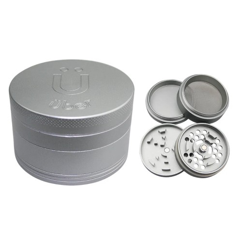 UBER GRINDER RUBBERIZED 4PC 2.4" 62MM- WHITE/BLACK SPRECKLES