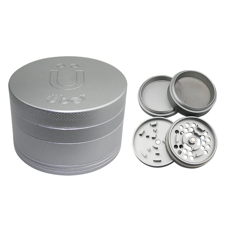 UBER GRINDER RUBBERIZED 4PC 2.4" 62MM- WHITE/BLACK SPRECKLES