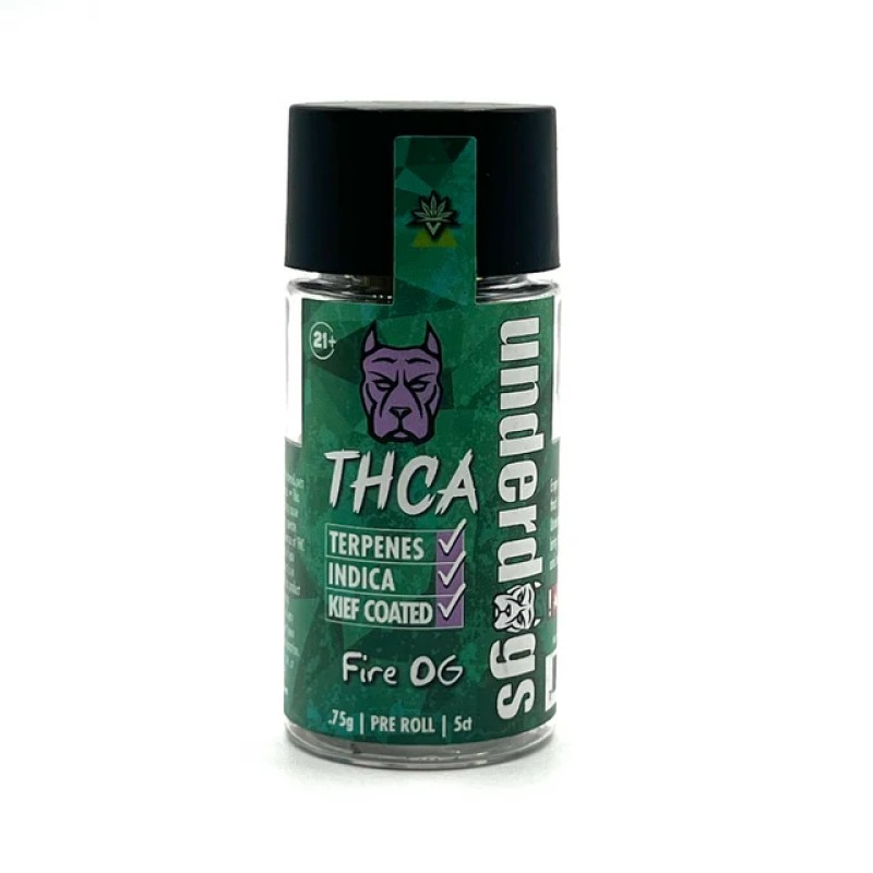 UNDERDOGS THCA KIEF PRE-ROLLS 5CT/JAR- FIRE OG (I)