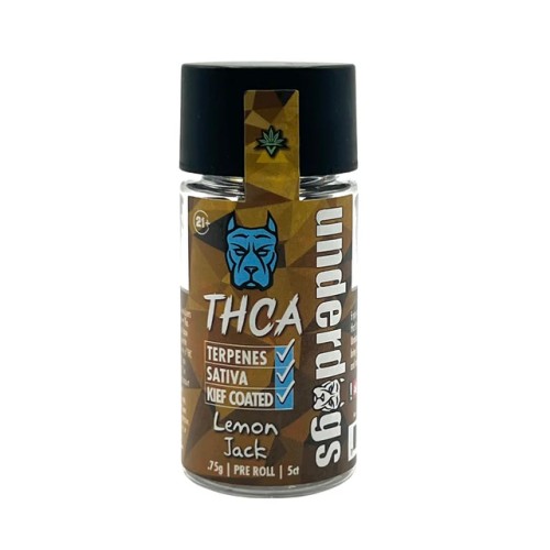 UNDERDOGS THCA KIEF PRE-ROLLS 5CT/JAR- LEMON JACK (S)