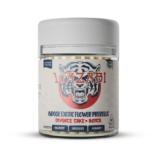 WAZABI 1.25G 50PC INDOOR THCA PREROLLS- DIVORCE CAKE (I)