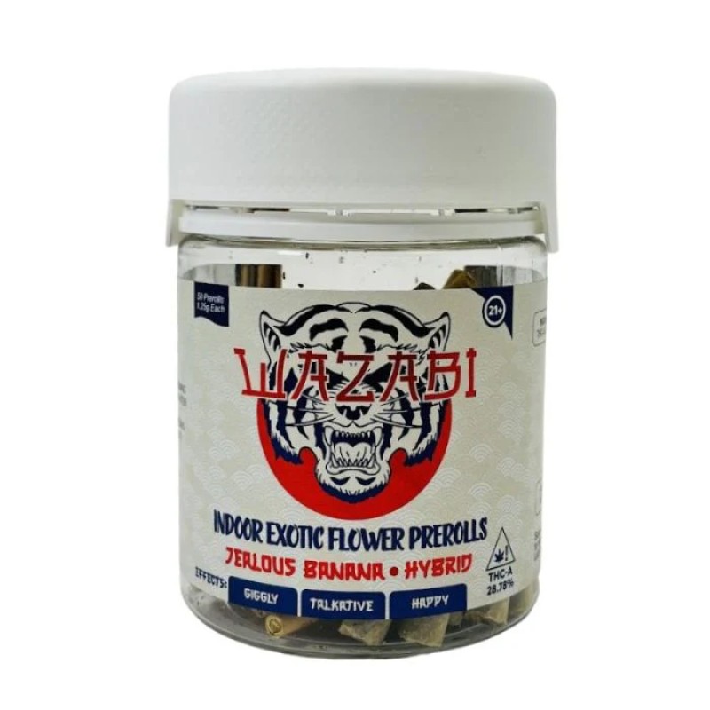 WAZABI 1.25G 50PC INDOOR THCA PREROLLS- JEALOUS BANANA (H)