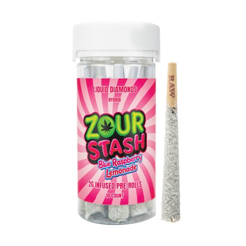 ZOUR STASH LIQUID DIAMONDS THCA PREROLL 2G - BLUE RASPBERRY LEMONADE (H)