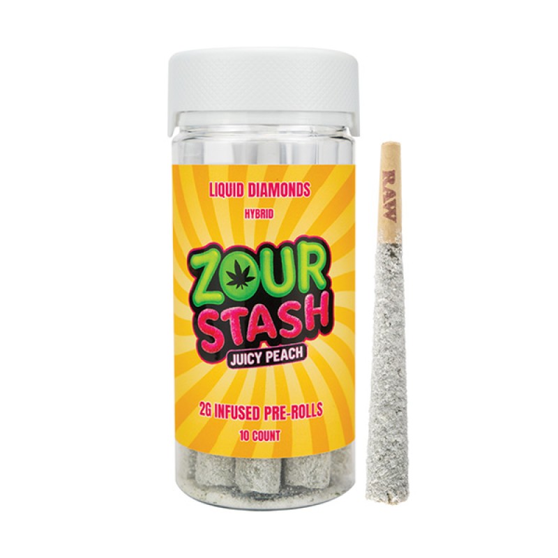 ZOUR STASH LIQUID DIAMONDS THCA PREROLL 2G - JUICY PEACH (H)